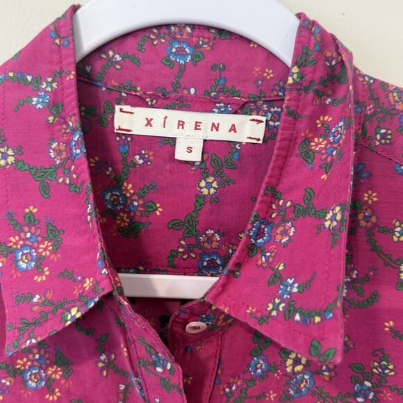 Xirena Womens Floral Cotton Silk Button Up Blouse Size Small 2425 - Picture 5 of 10